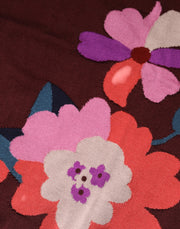 Dolce & Gabbana Maroon Floral Silk Crew Neck Blouse Top