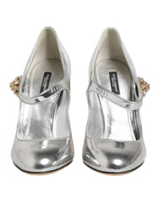 Dolce & Gabbana Silver Chandelier Sculpted Heel Mary Jane Pump Shoes