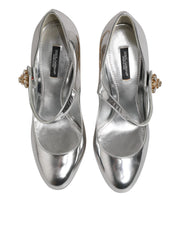 Dolce & Gabbana Silver Chandelier Sculpted Heel Mary Jane Pump Shoes