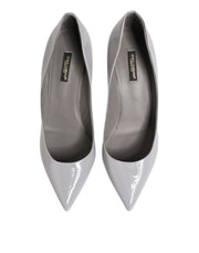 Dolce & Gabbana Light Gray Leather Kitten Heels Pumps Shoes