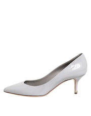Dolce & Gabbana Light Gray Leather Kitten Heels Pumps Shoes