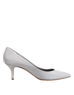 Dolce & Gabbana Light Gray Leather Kitten Heels Pumps Shoes