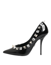 Dolce & Gabbana Black Crystals Studs Stiletto Pumps Shoes