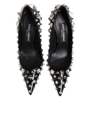 Dolce & Gabbana Black Crystals Studs Stiletto Pumps Shoes