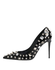 Dolce & Gabbana Black Crystals Studs Stiletto Pumps Shoes