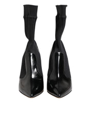 Dolce & Gabbana Black Stretch Stilettos Booties Socks Shoes