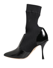 Dolce & Gabbana Black Stretch Stilettos Booties Socks Shoes
