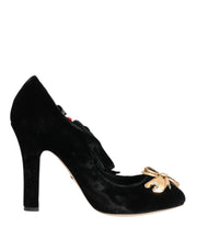 Dolce & Gabbana Black Roses Crystal Brooch Mary Jane Shoes