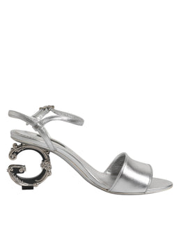 Dolce & Gabbana Silver KEIRA Heels Ankle Strap Sandals Shoes