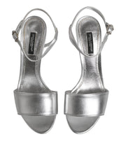 Dolce & Gabbana Silver KEIRA Heels Ankle Strap Sandals Shoes