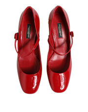 Dolce & Gabbana Red Leather DG Logo Heels Sandals Shoes