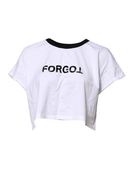 Dolce & Gabbana White Cotton Crew Neck Cropped Top T-shirt
