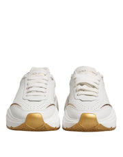 Dolce & Gabbana White Gold DAYMASTER Leather Sneakers Shoes
