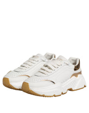Dolce & Gabbana White Gold DAYMASTER Leather Sneakers Shoes