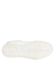 Dolce & Gabbana White Gold Leather Low Top Sneakers Shoes