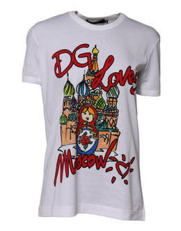 Dolce & Gabbana White DG Loves Moscow Cotton Crew Neck T-shirt
