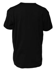 Dolce & Gabbana Black Cotton Goodluck Tee Crew Neck T-shirt