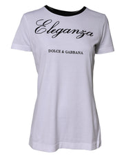 Dolce & Gabbana White Eleganza Cotton Crew Neck Tee T-shirt