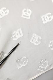 Dolce & Gabbana Off White Logo Monogram Ascot Collar Top