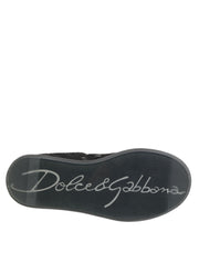 Dolce & Gabbana Black Floral Lace Low Top Sneakers Shoes