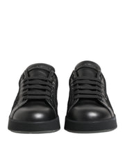 Dolce & Gabbana Black Floral Lace Low Top Sneakers Shoes