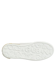 Dolce & Gabbana White Yellow Leather Low Top Sneakers Shoes