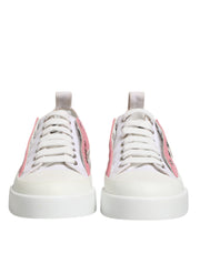 Dolce & Gabbana White Pink Canvas Low Top Sneakers Shoes