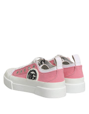 Dolce & Gabbana White Pink Canvas Low Top Sneakers Shoes