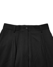 Dolce & Gabbana Black Zip Detailed Wool Straight Leg Pants