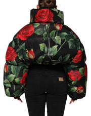 Dolce & Gabbana Multicolor Floral Puffer Coat Full Zip Jacket