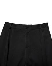 Dolce & Gabbana Black Acetate HighWaist Tapered Trouser Pants