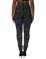 Dolce & Gabbana Multicolor Sequined Leggings Trouser Pants