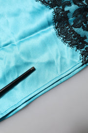 Dolce & Gabbana Blue Silk Garterized Straight Women Pajama Pants