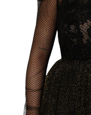 Dolce & Gabbana Black Crystal Heart Embellished A-line Dress