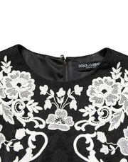 Dolce & Gabbana Black Lace Trim Short Sleeves A-line Dress