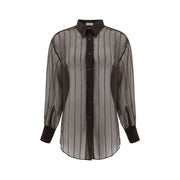Brunello Cucinelli Brown Silk Blouse