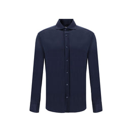 Brunello Cucinelli Blue Silk Shirt