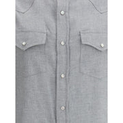 Brunello Cucinelli Gray Cotton Pattern Shirt