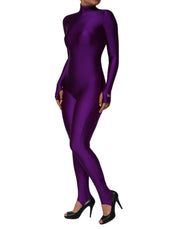 Dolce & Gabbana Purple Nylon Turtleneck Bodycon Jumpsuit Dress