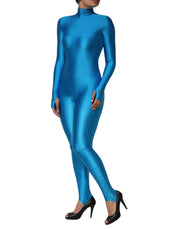 Dolce & Gabbana Blue Nylon Turtleneck Bodycon Jumpsuit  Dress