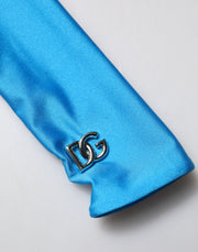 Dolce & Gabbana Blue Nylon Turtleneck Bodycon Jumpsuit  Dress