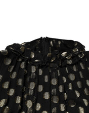 Dolce & Gabbana Black Gold Polka Dot Silk Brocade Mini Dress
