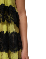Dolce & Gabbana Yellow Black Babydoll Chemise Lingerie Dress