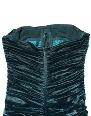 Dolce & Gabbana Green Silk Satin Fitted Strapless Dress
