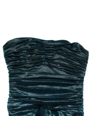 Dolce & Gabbana Green Silk Satin Fitted Strapless Dress