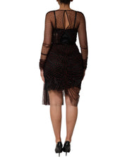 Dolce & Gabbana Black Lace Trim Long Sleeve Sheath Mini Dress