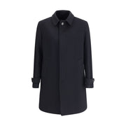 Lardini Black Fleece Wool Trench Coat