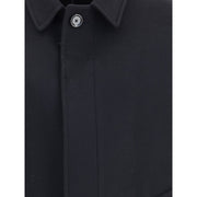 Lardini Black Fleece Wool Trench Coat