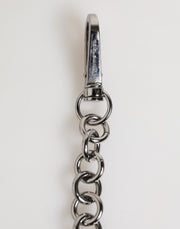 Dolce & Gabbana Black White DG Rubber Logo Silver Men Keychain Keyring