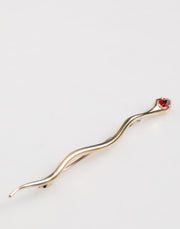 Dolce & Gabbana Gold Brass Red Crystal Spilla Serpente Mens Brooch Pin